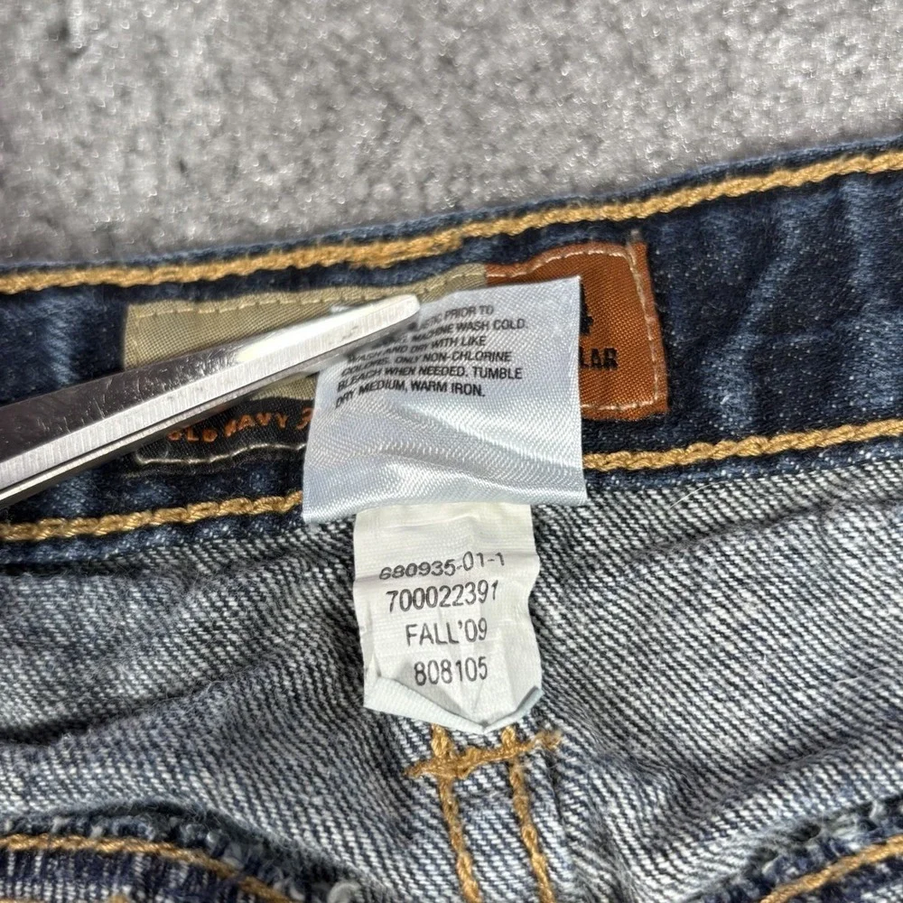 Old Navy Jeans Youth Boys 14 Straight Leg Dark Blue Denim‎ Flap Pockets Belt Y2K